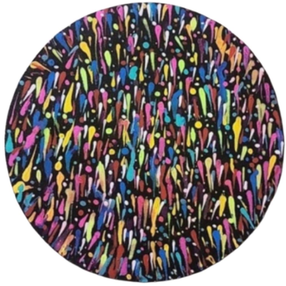 Hand Crafted Abstract Design Round  12 x 12 Inches Canvas Painting - Picture 2 of 4